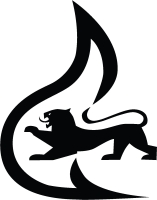 Logo der Feuerwehr mit einem Loewen und einer Flamme