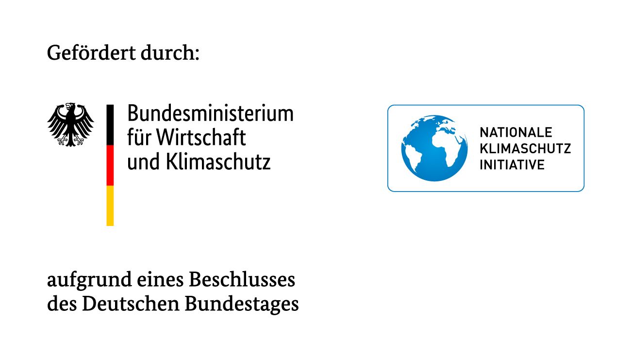Logo: gefördert durch Bundesministerium für Wirtschaft und Klimaschutz aufgrund eines Beschlusses des Deutschen Bundestages